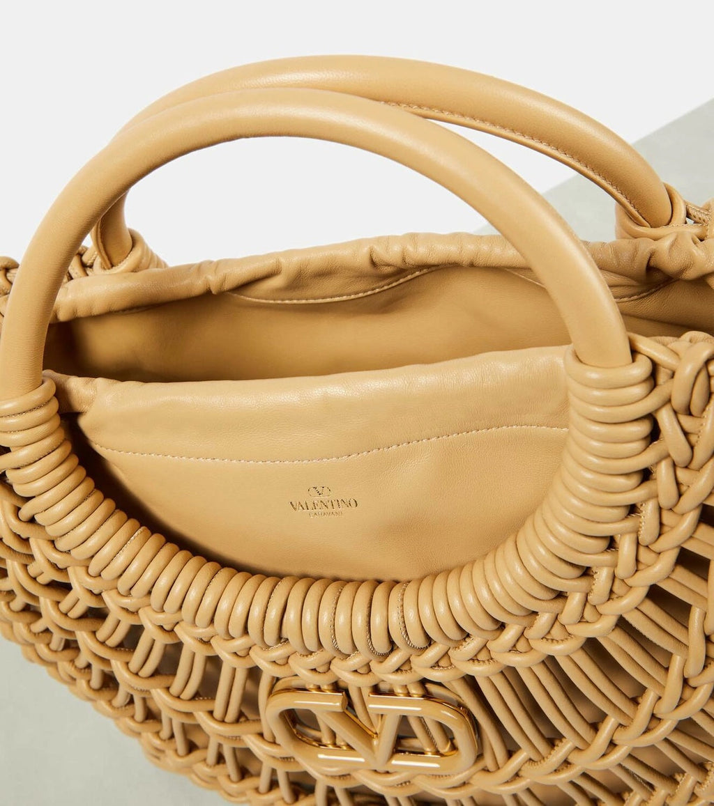 VALENTINO GARAVANI ALLKNOTS WOVEN NAPPA LEATHER TOTE BAG