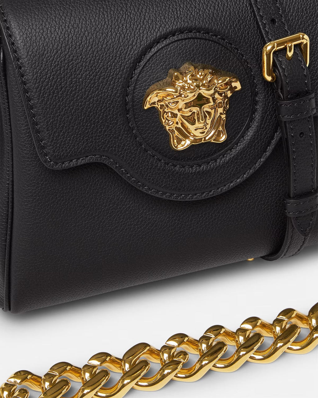 VERSACE LA MEDUSA TOP HANDLE CALFSKIN LEATHER BAG