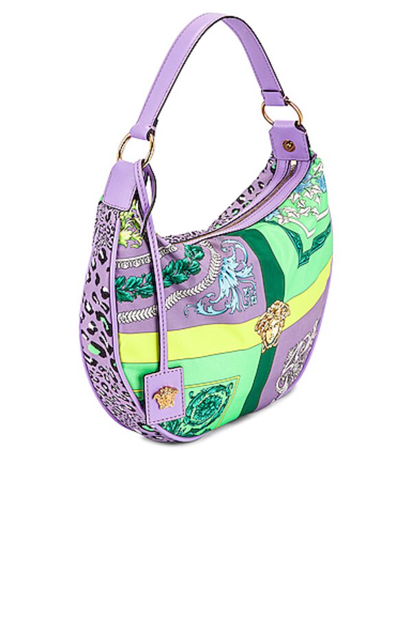 VERSACE Mixed Print Hobo Bag In Oro