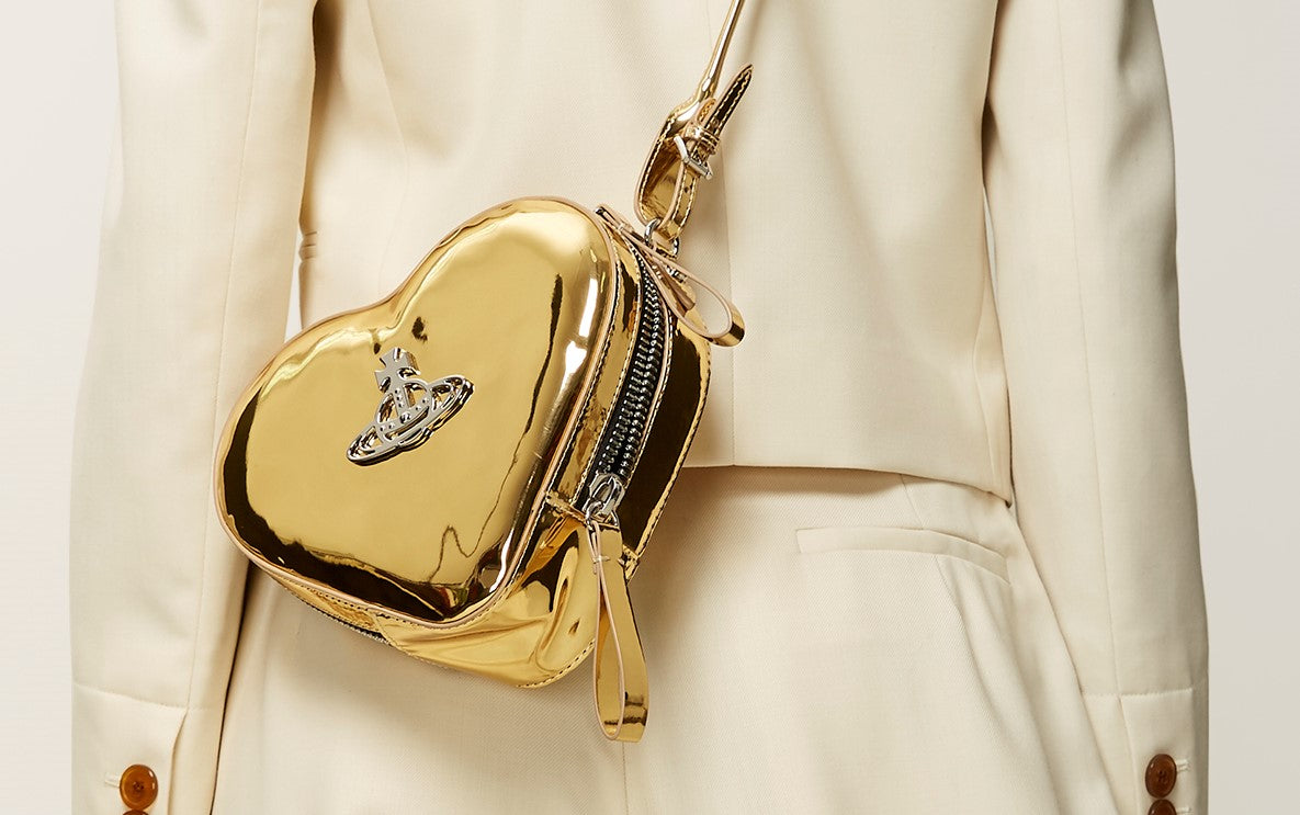 VIVIENNE WESTWOOD JOHANNA GOLD HEART CROSSBODY BAG