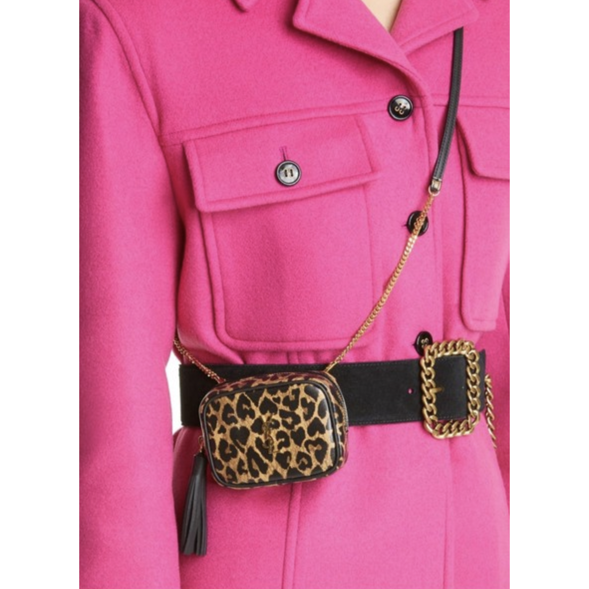 YSL BABY LOU LEOPARD HEART MONOGRAM TASSEL BAG