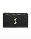 YSL MONOGRAM ZIP FRAGMENTS POUCH CARD CASE WALLET