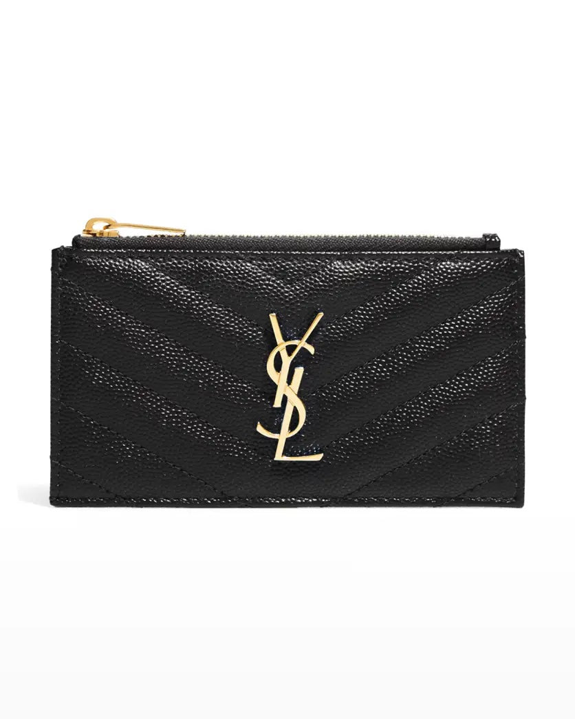 YSL MONOGRAM ZIP FRAGMENTS POUCH CARD CASE WALLET