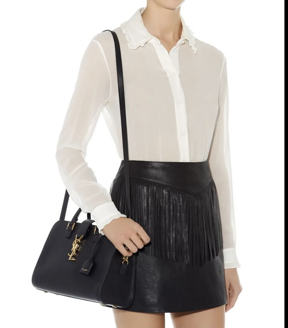 SAINT LAURENT CALFSKIN MONOGRAM BABY CABAS