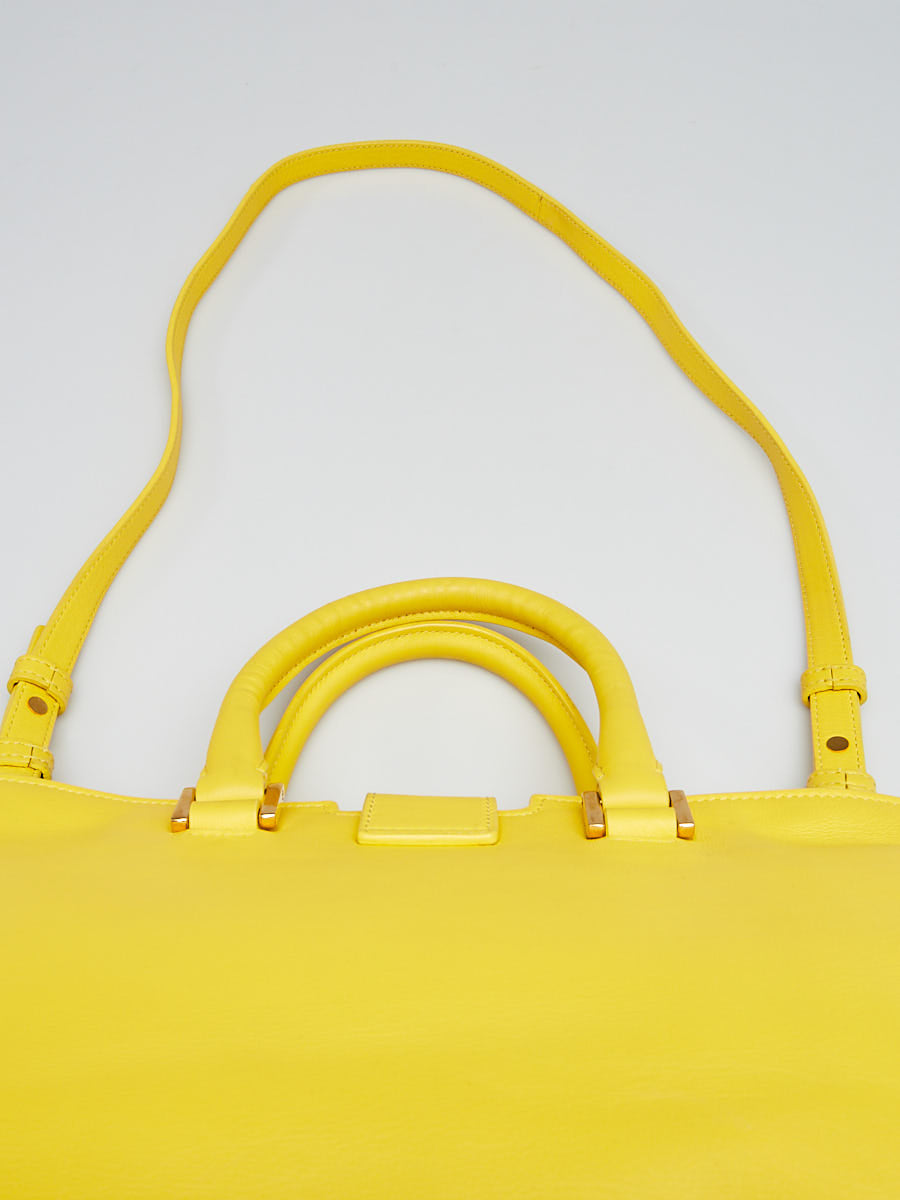 YVES SAINT LAURENT CALFSKIN LEATHER CABAS BAG-YELLOW