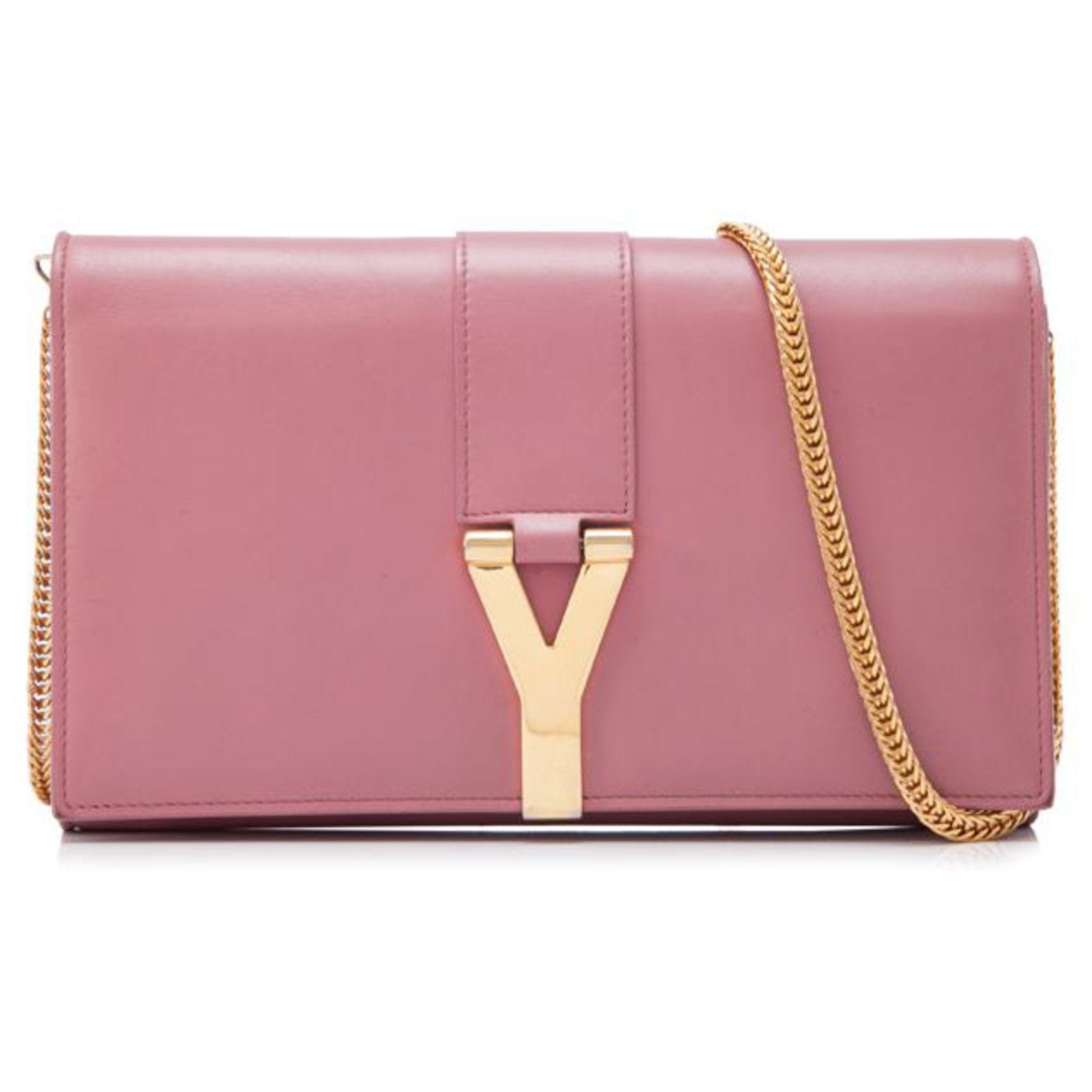 YSL CALFSKIN LEATHER CLASSIC Y LIGNE CHAIN WALLET