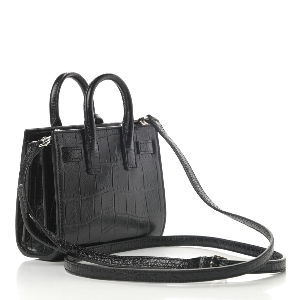 YSL CALFSKIN CROC EMBOSSED TOY SAC DE JOUR BAG