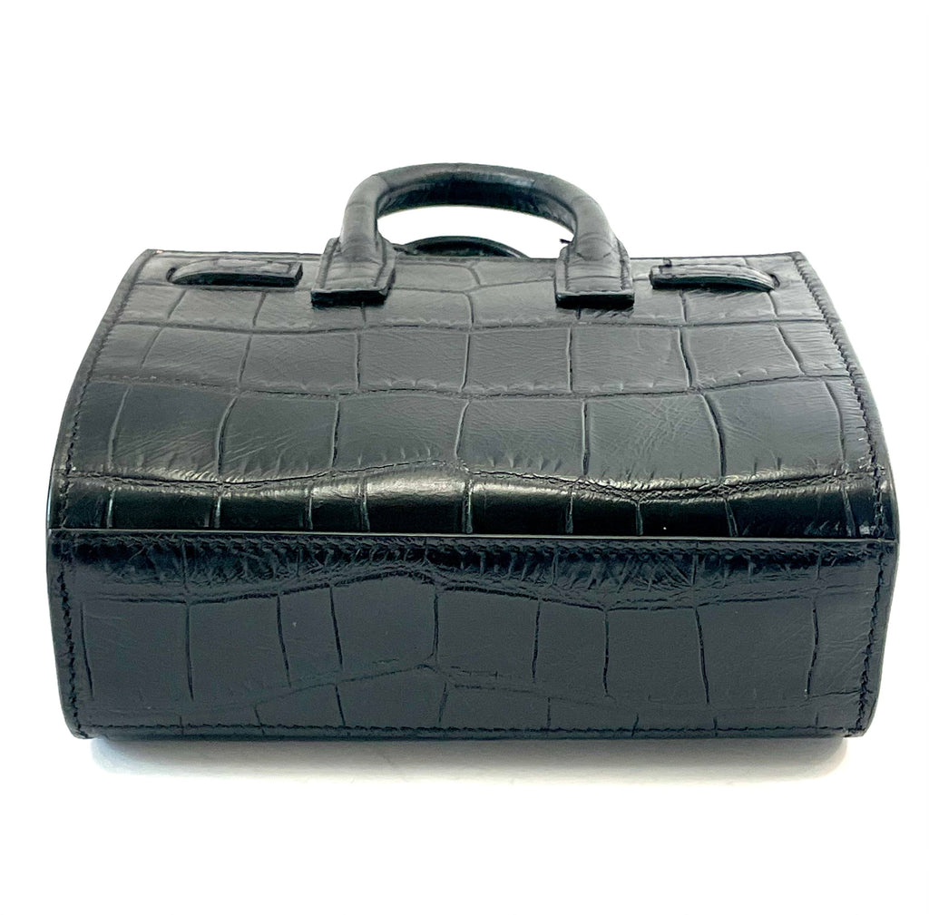 YSL CALFSKIN CROC EMBOSSED TOY SAC DE JOUR BAG