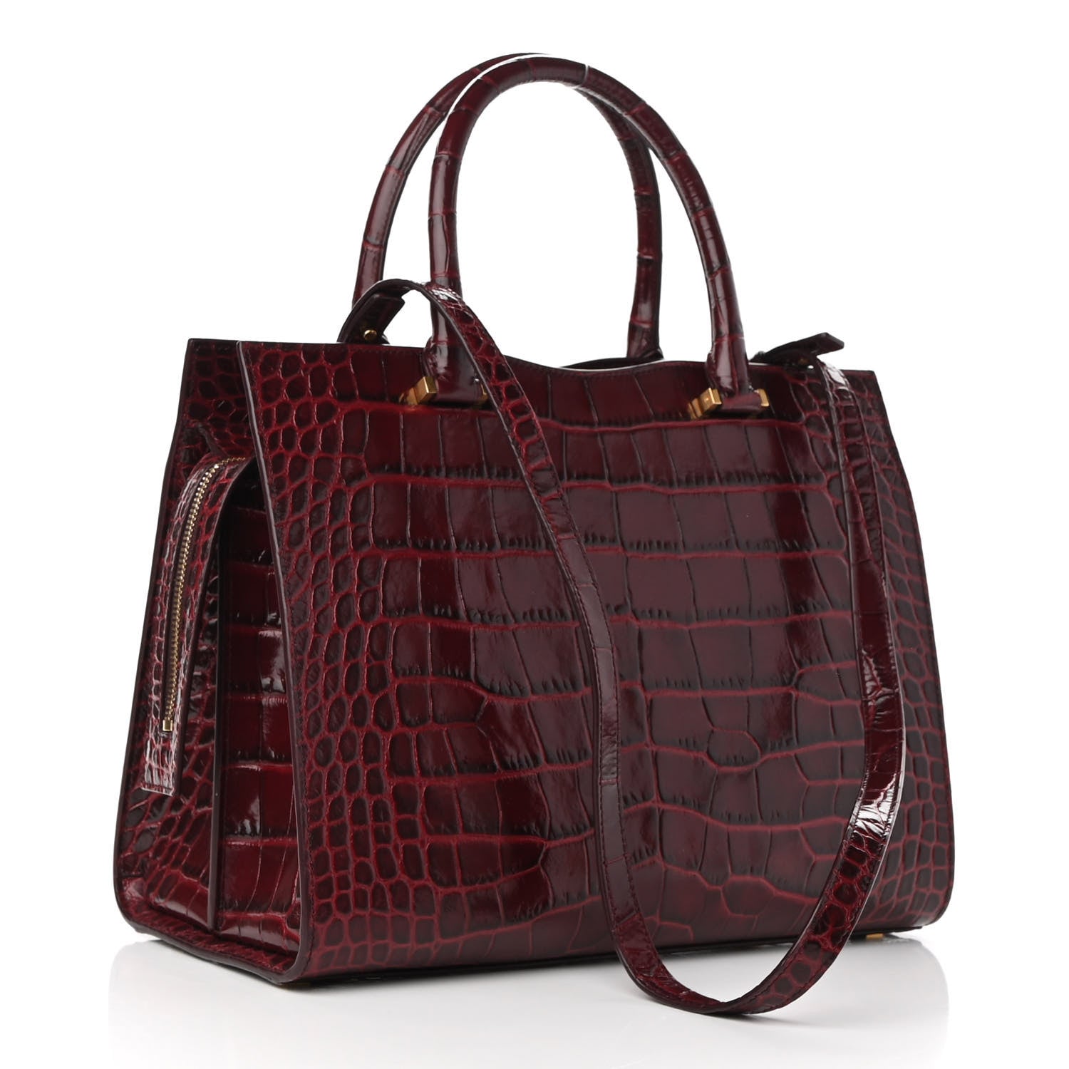 YSL CALFSKIN CROC EMBOSSED MEDIUM UPTOWN TOTE