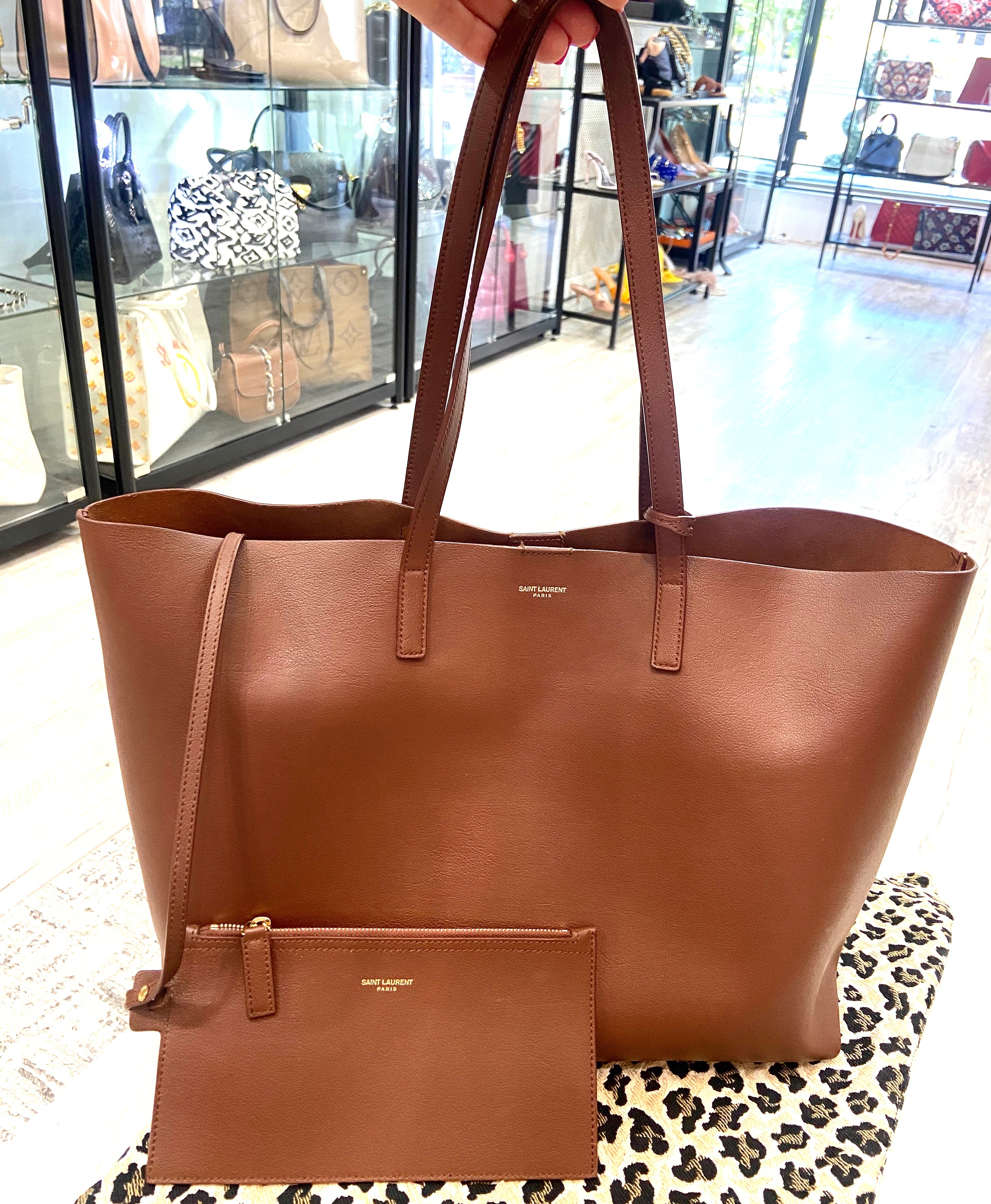 YSL CALFSKIN LEATHER LARGE SHOPPER TOTE BAG