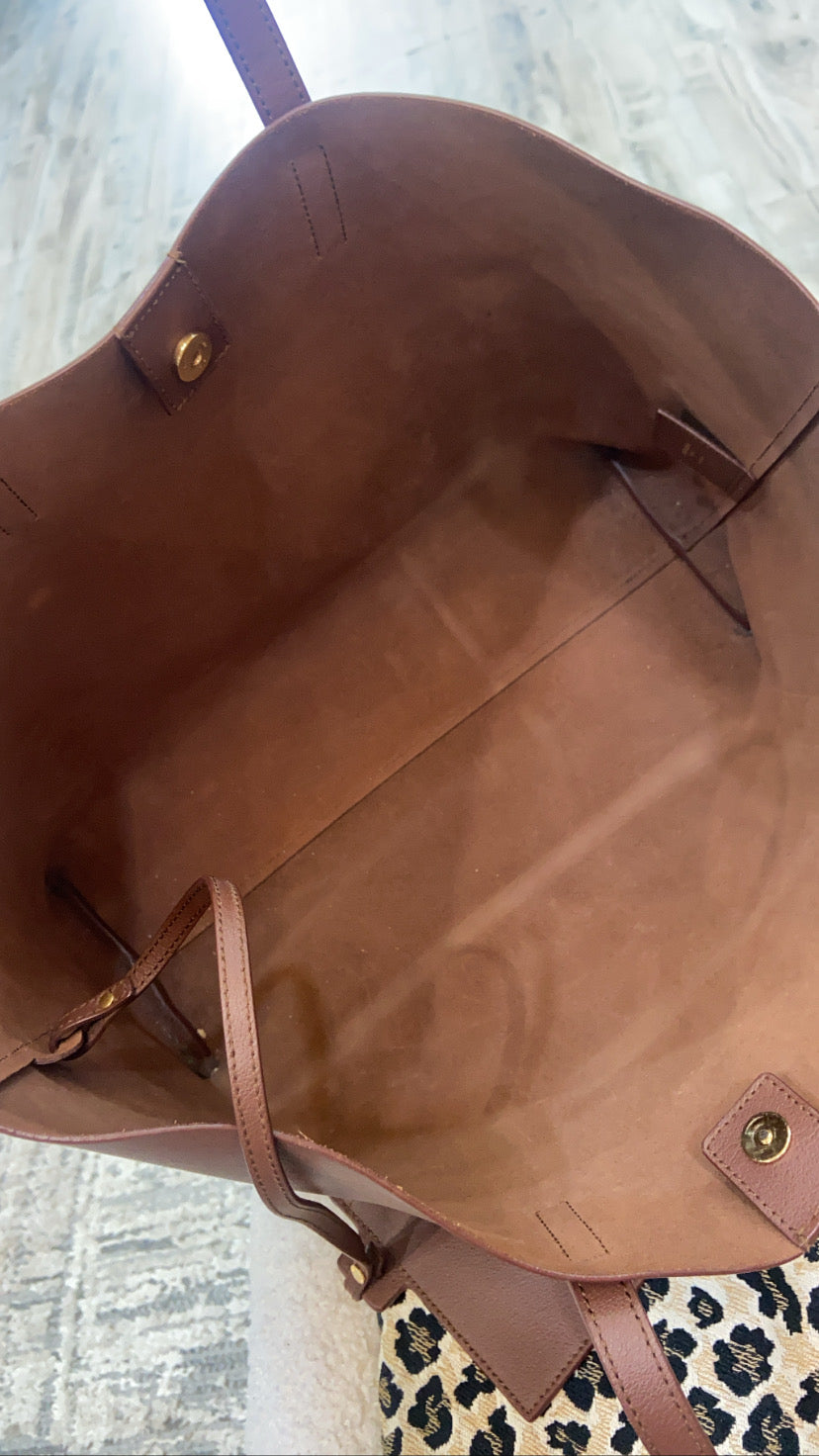YSL CALFSKIN LEATHER LARGE SHOPPER TOTE BAG