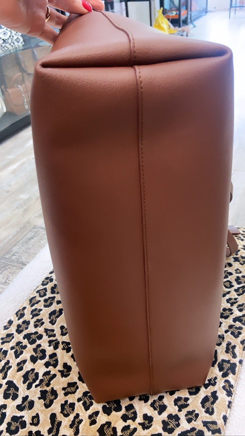 YSL CALFSKIN LEATHER LARGE SHOPPER TOTE BAG