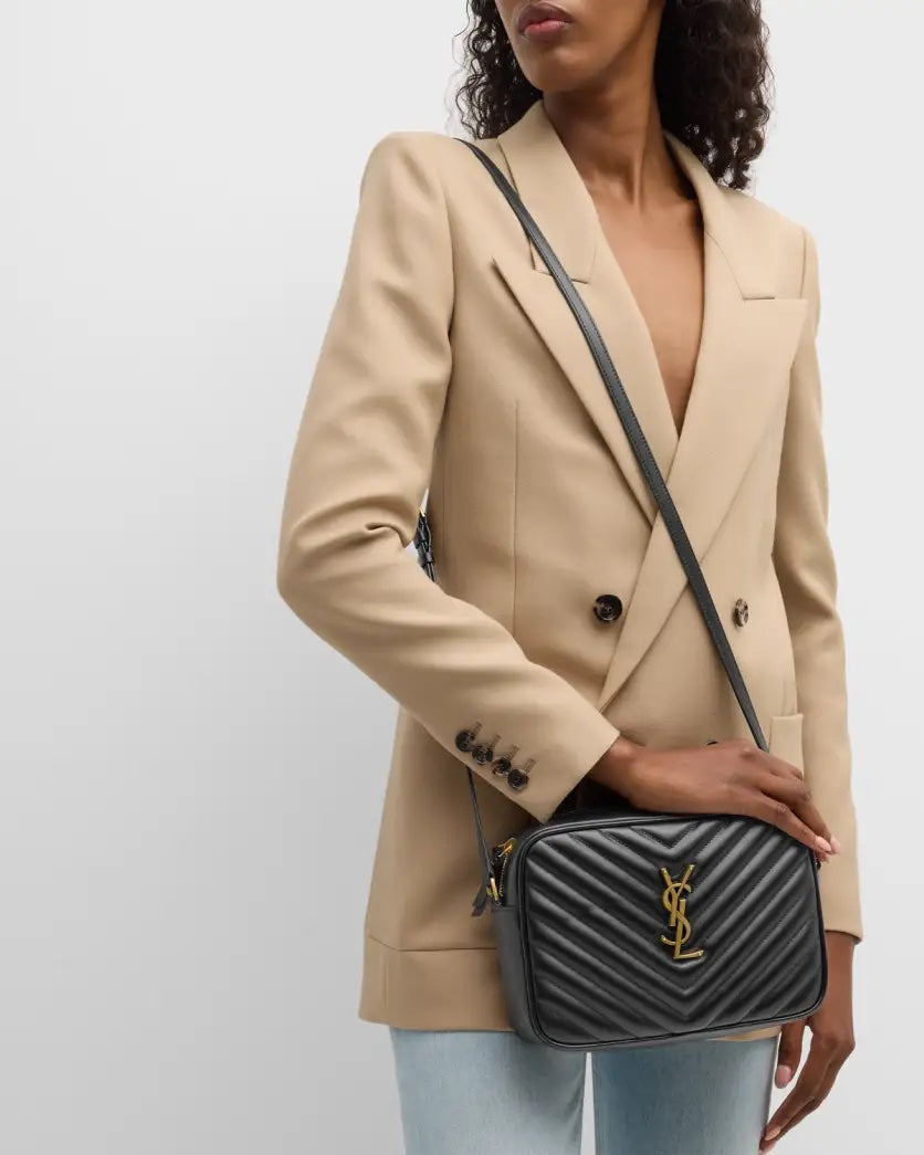 YSL MATELASSE MONOGRAM LOU CALFSKIN LEATHER CAMERA BAG