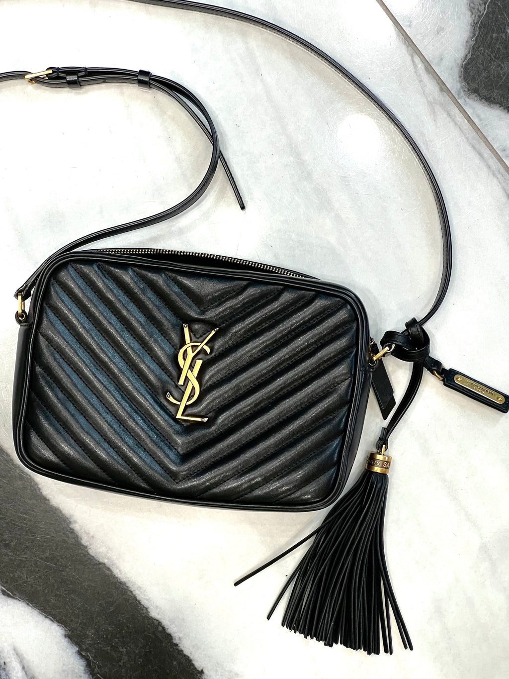 YSL MATELASSE MONOGRAM LOU CALFSKIN LEATHER CAMERA BAG