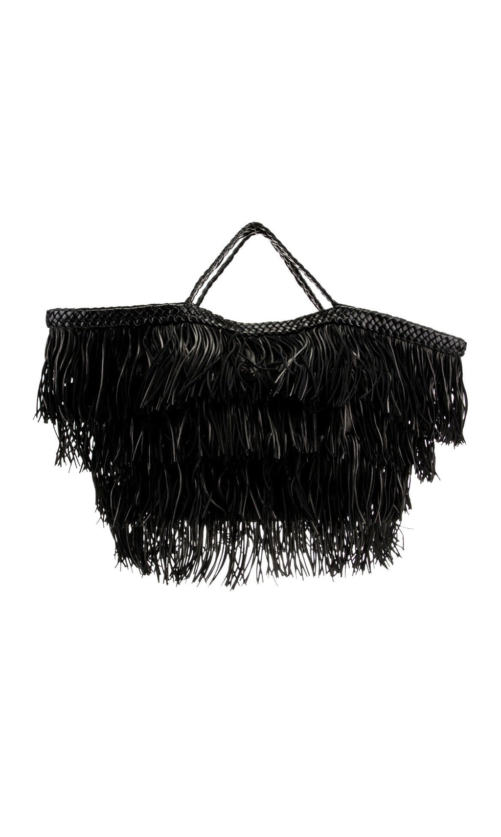 YSL CALFSKIN LEATHER PANIER FRINGE BAG