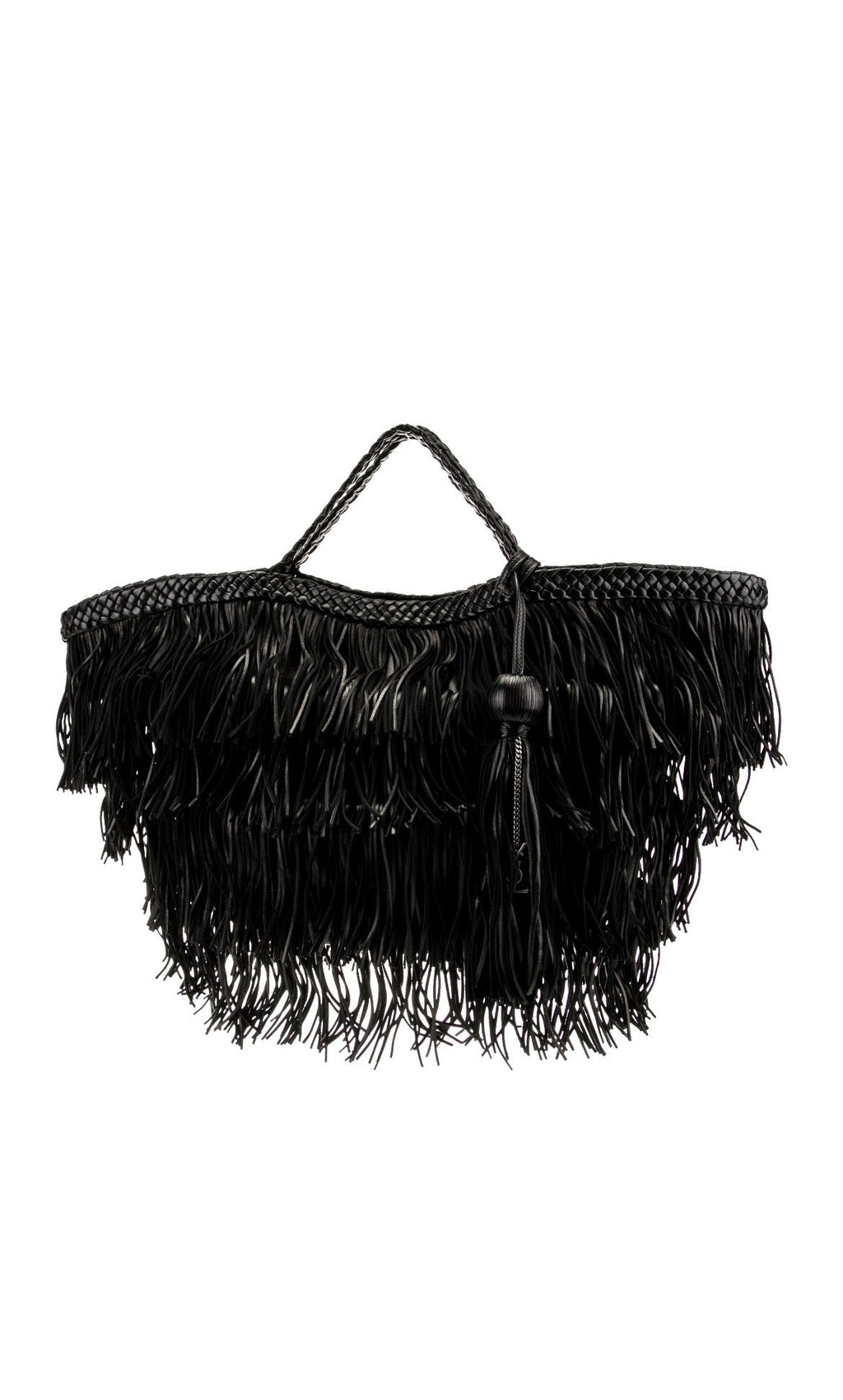 YSL CALFSKIN LEATHER PANIER FRINGE BAG