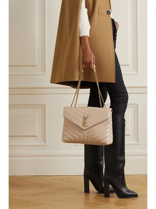 YSL CALFSKIN QUILTED MONOGRAM LOULOU MEDIUM  "Y" CHAIN BAG