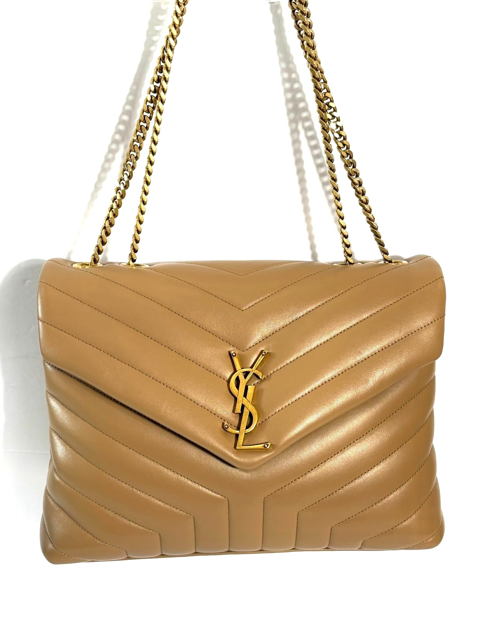 YSL CALFSKIN QUILTED MONOGRAM LOULOU MEDIUM  "Y" CHAIN BAG