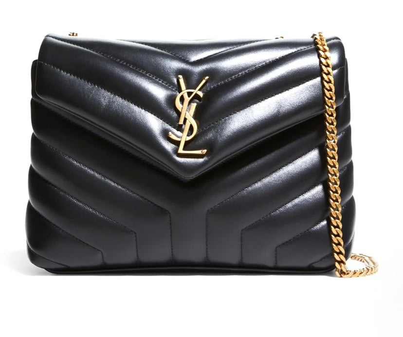 YSL CALFSKIN Y QUILTED MONOGRAM SMALL LOULOU BAG