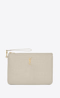 YSL CASSANDRE CROC EMBOSSED LEATHER TABLET POUCH