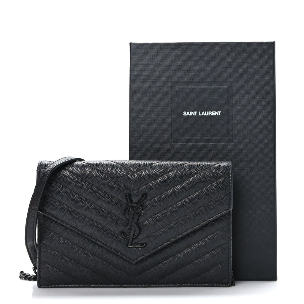 YSL CASSANDRE LAMBSKIN WALLET ON A CHAIN
