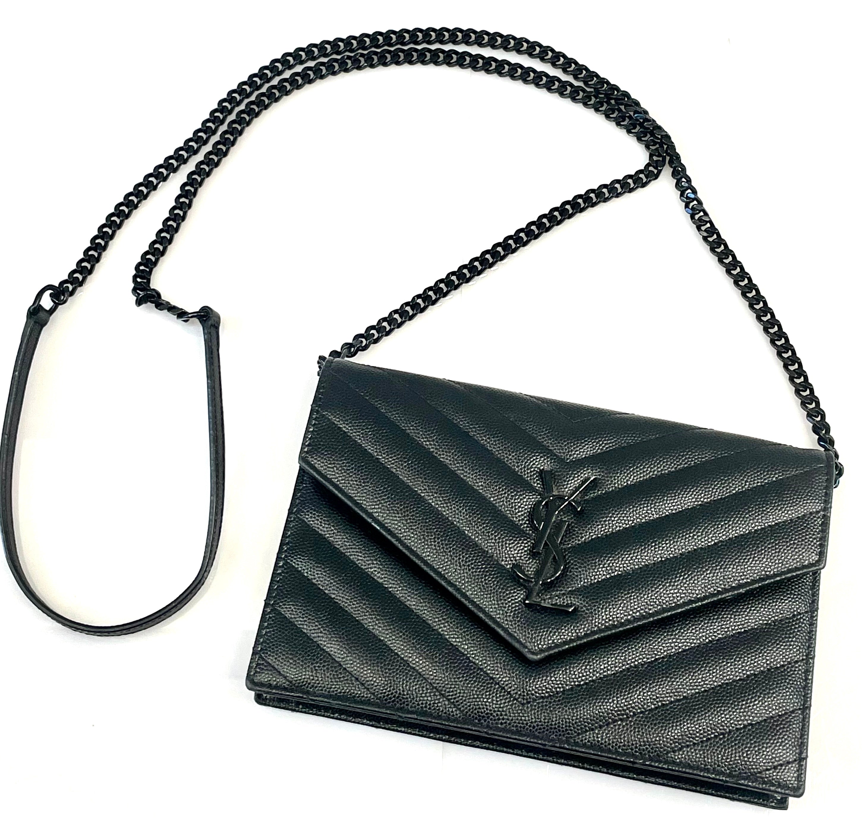 YSL CASSANDRE LAMBSKIN WALLET ON A CHAIN