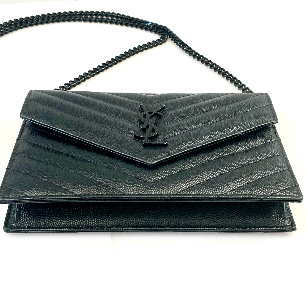 YSL CASSANDRE LAMBSKIN WALLET ON A CHAIN