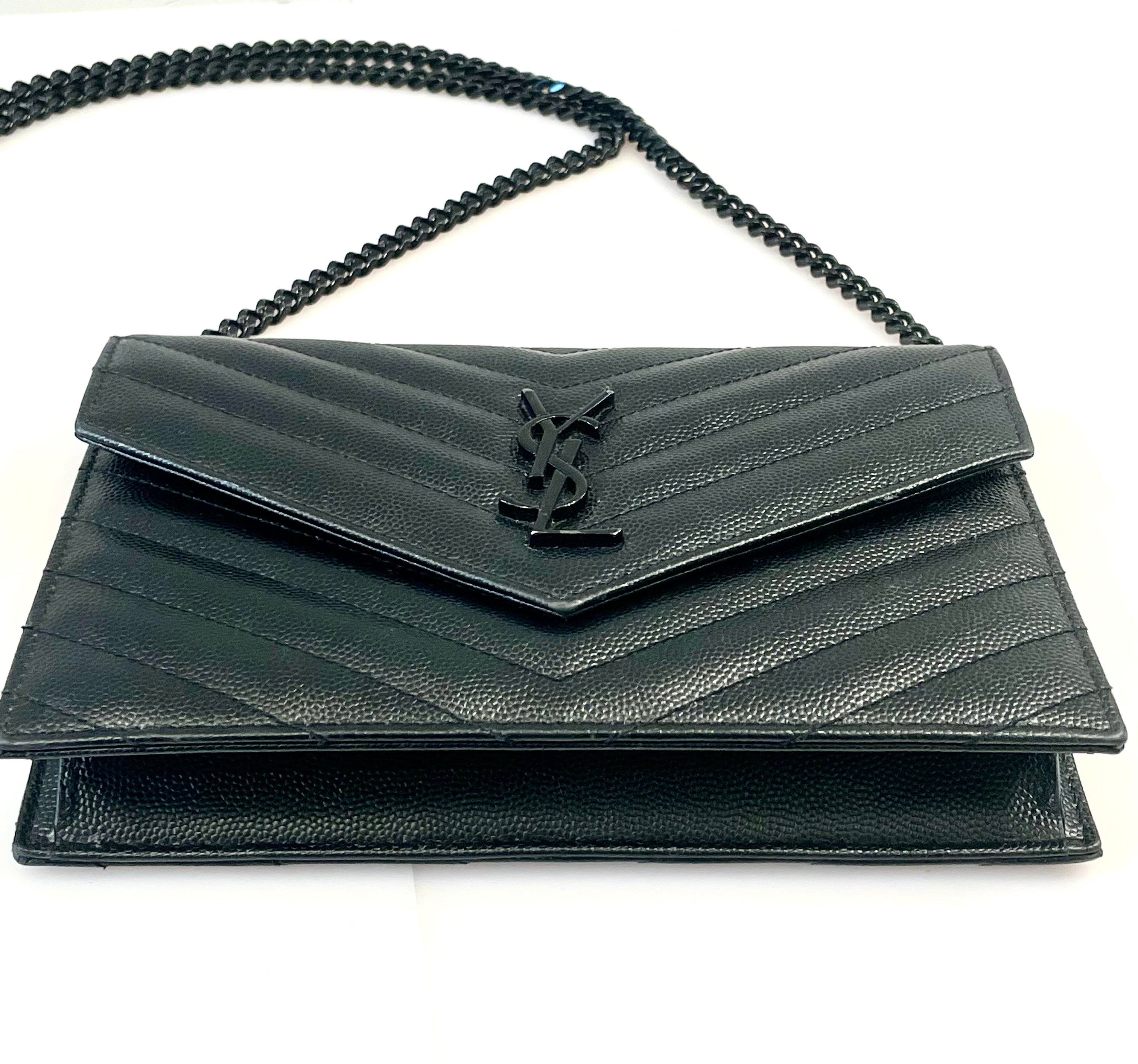 YSL CASSANDRE LAMBSKIN WALLET ON A CHAIN