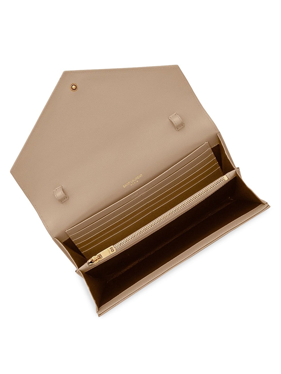 YSL CASSANDRE MATELASSÉ CHAIN WALLET IN GRAIN DE POUDRE EMBOSSED LEATHER