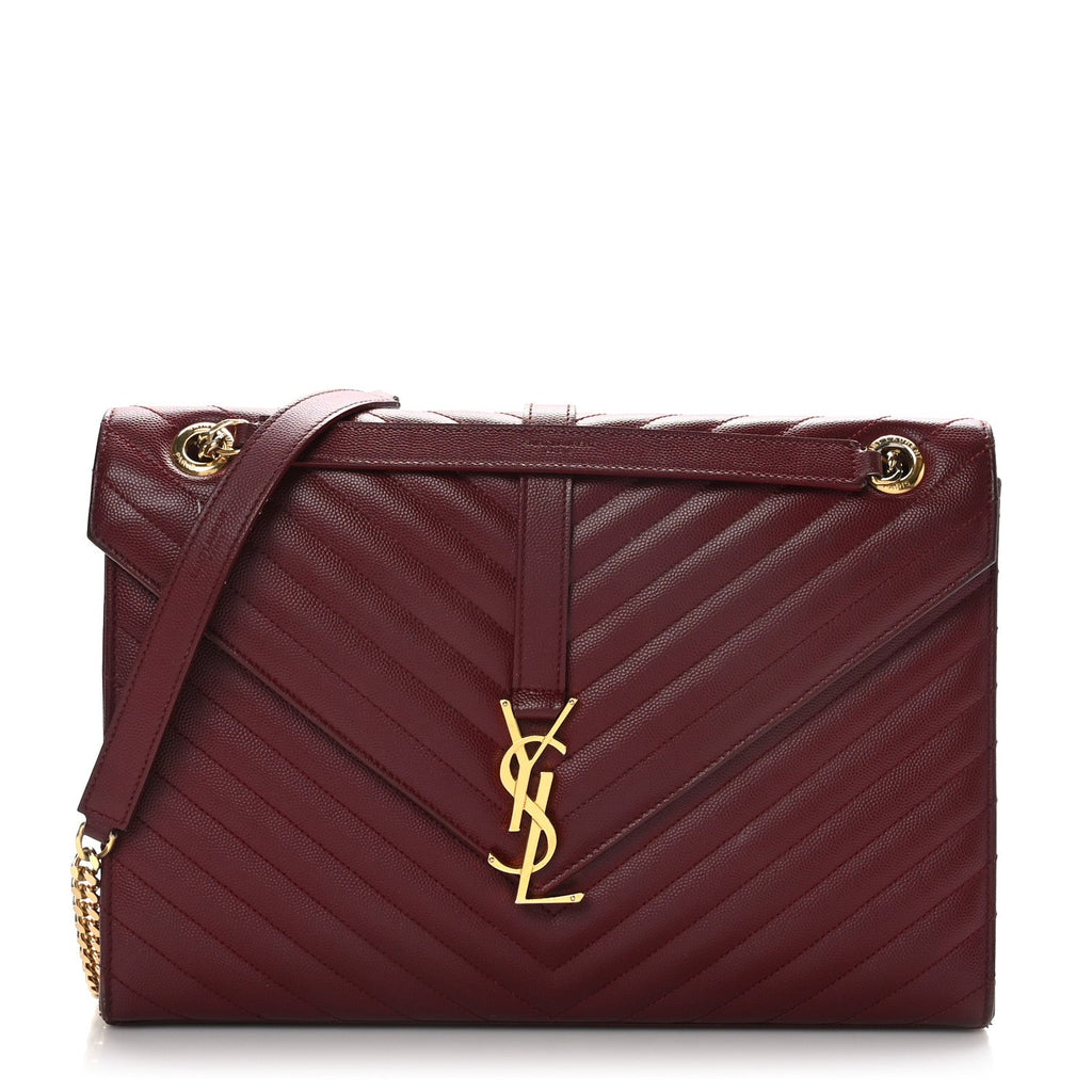 YSL COLLEGE MATELASSE LAMBSIN CHEVRON MEDIUM MONOGRAM SATCHEL