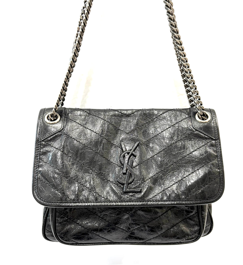 YSL CRINKLED LEATHER MEDIUM NIKI SHOULDER BAG