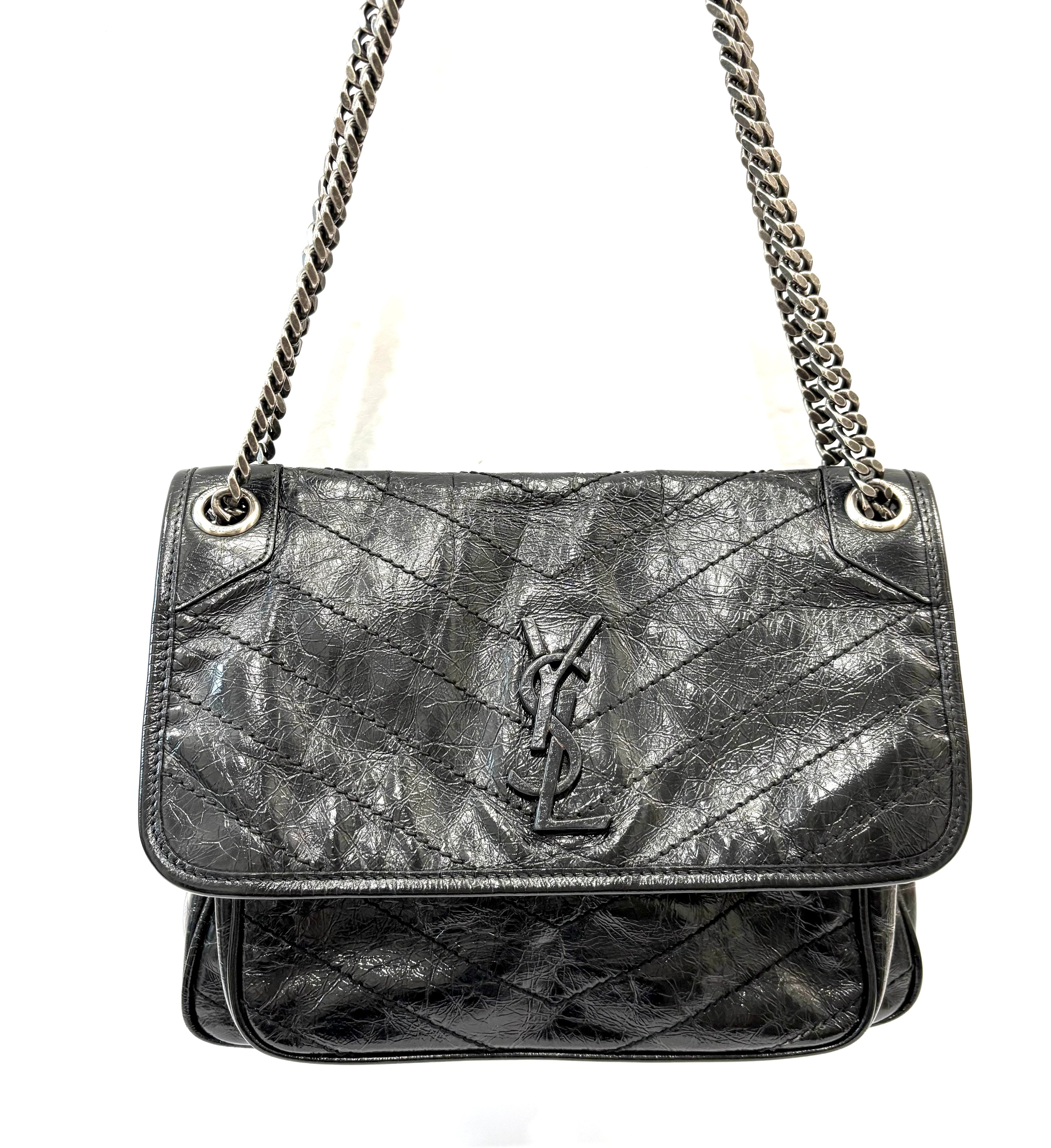 YSL CRINKLED LEATHER MEDIUM NIKI SHOULDER BAG