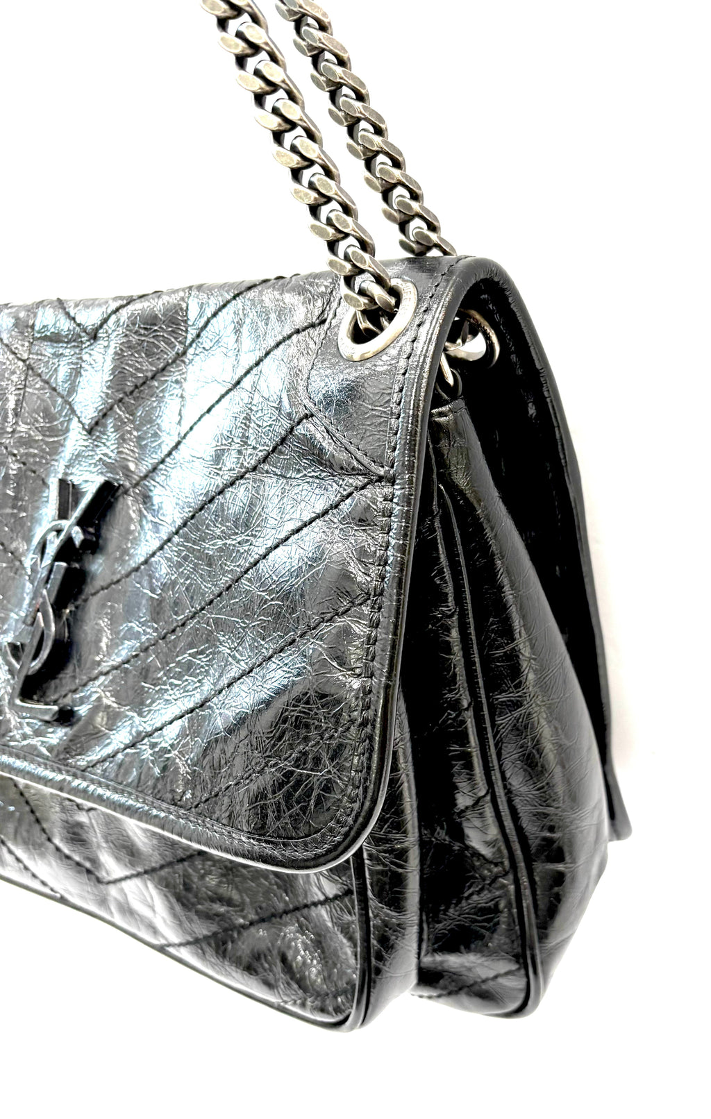 YSL CRINKLED LEATHER MEDIUM NIKI SHOULDER BAG