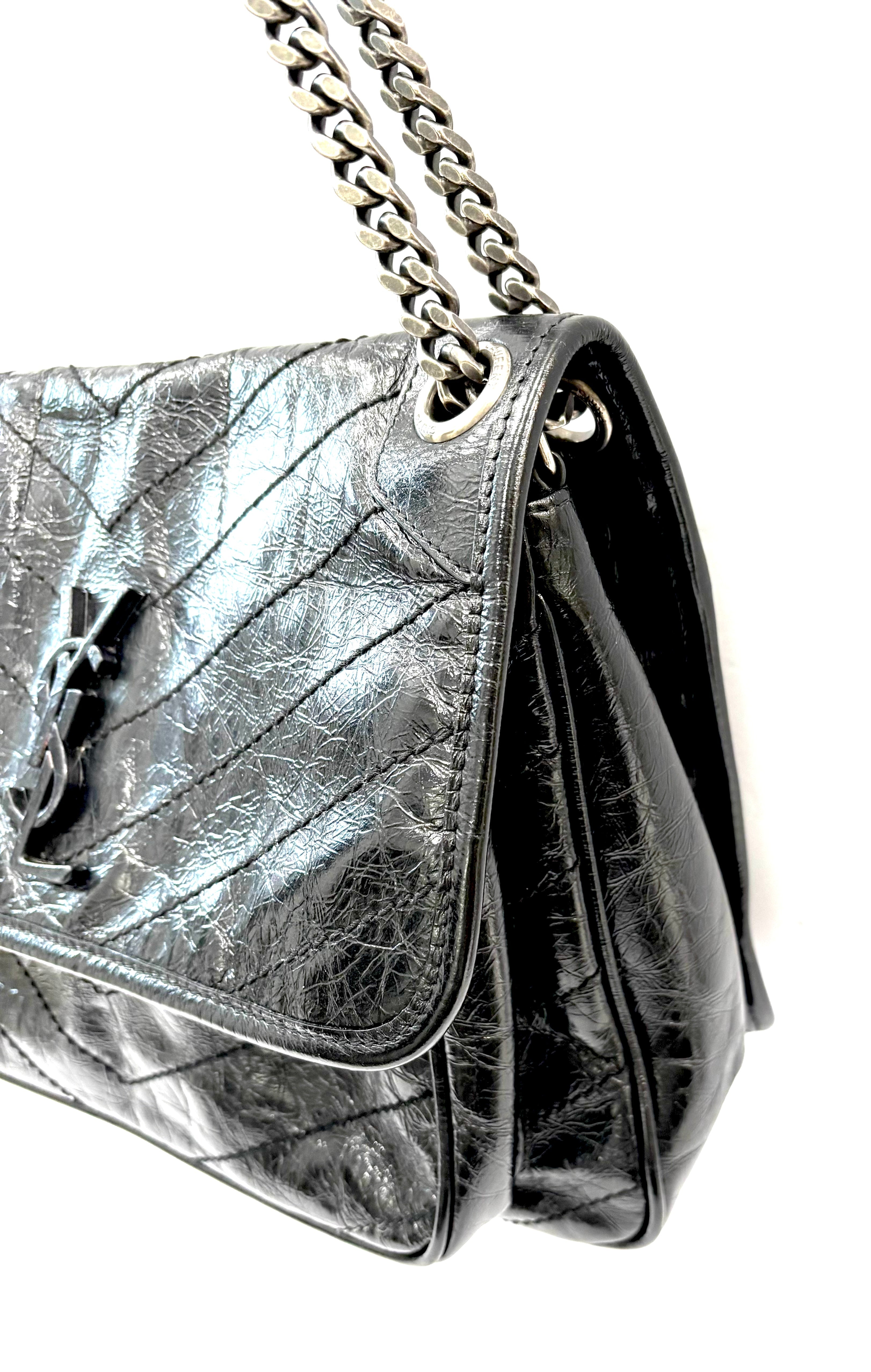 YSL CRINKLED LEATHER MEDIUM NIKI SHOULDER BAG