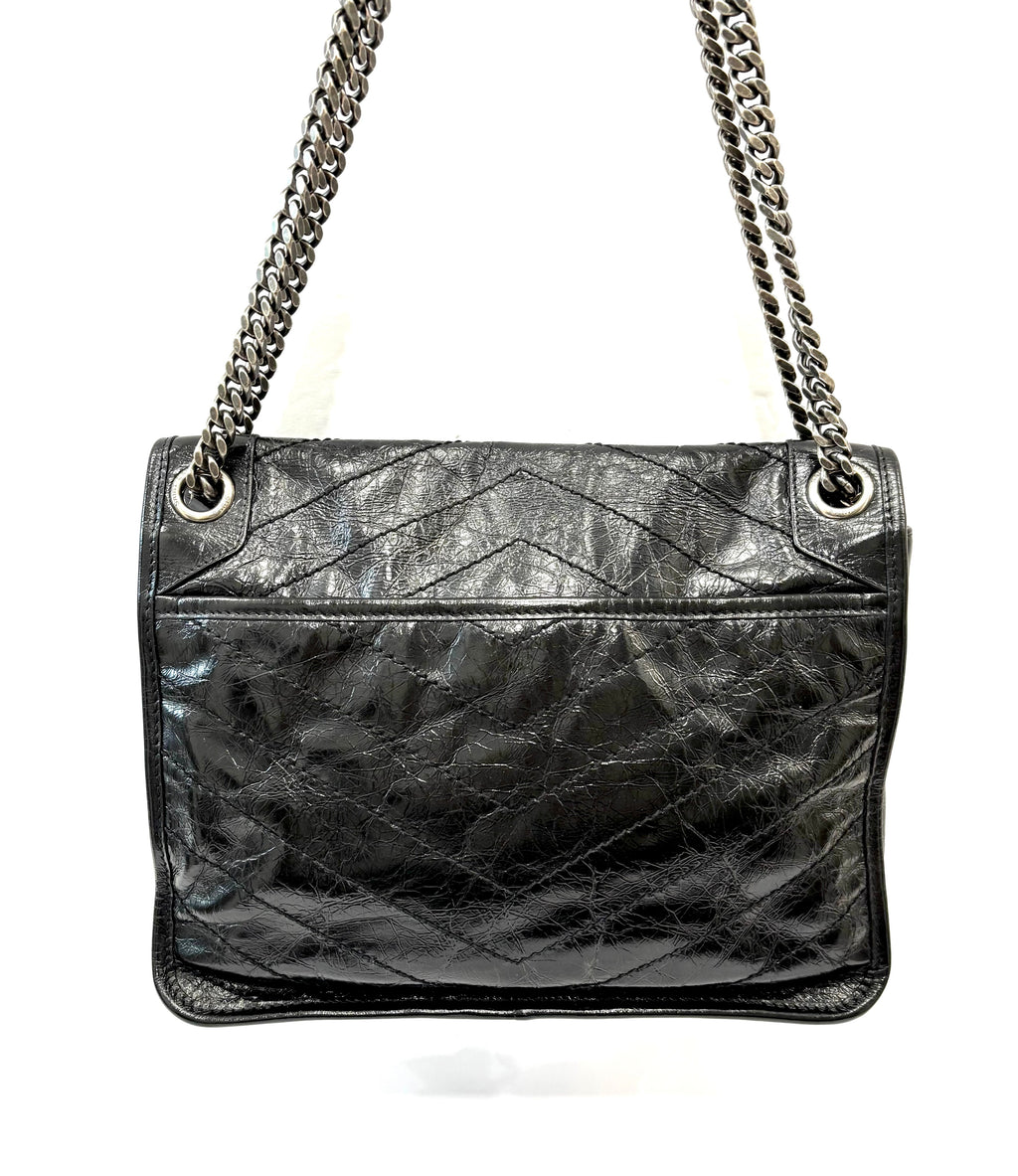 YSL CRINKLED LEATHER MEDIUM NIKI SHOULDER BAG