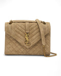 YSL MIXED MATELASSE TRIQUILT MONOGRAM ENVELOPE MEDIUM SUEDE CROSSBODY