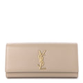 YSL GRAIN DE POUDRE LEATHER CASSANDRE MONOGRAM CLUTCH BAG