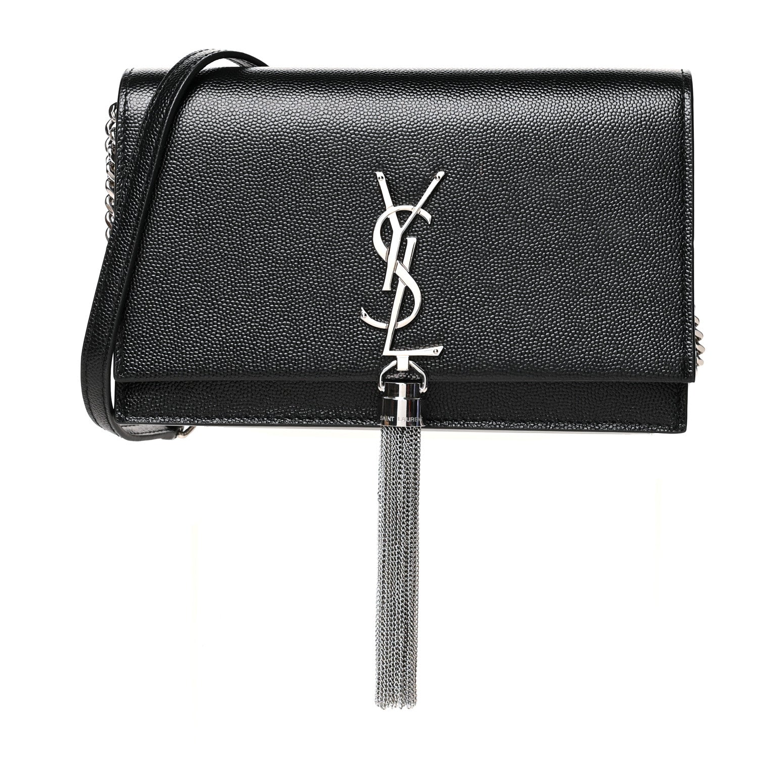 YSL GRAIN DE POUDRE MONOGRAM KATE TASSEL WALLET ON A CHAIN