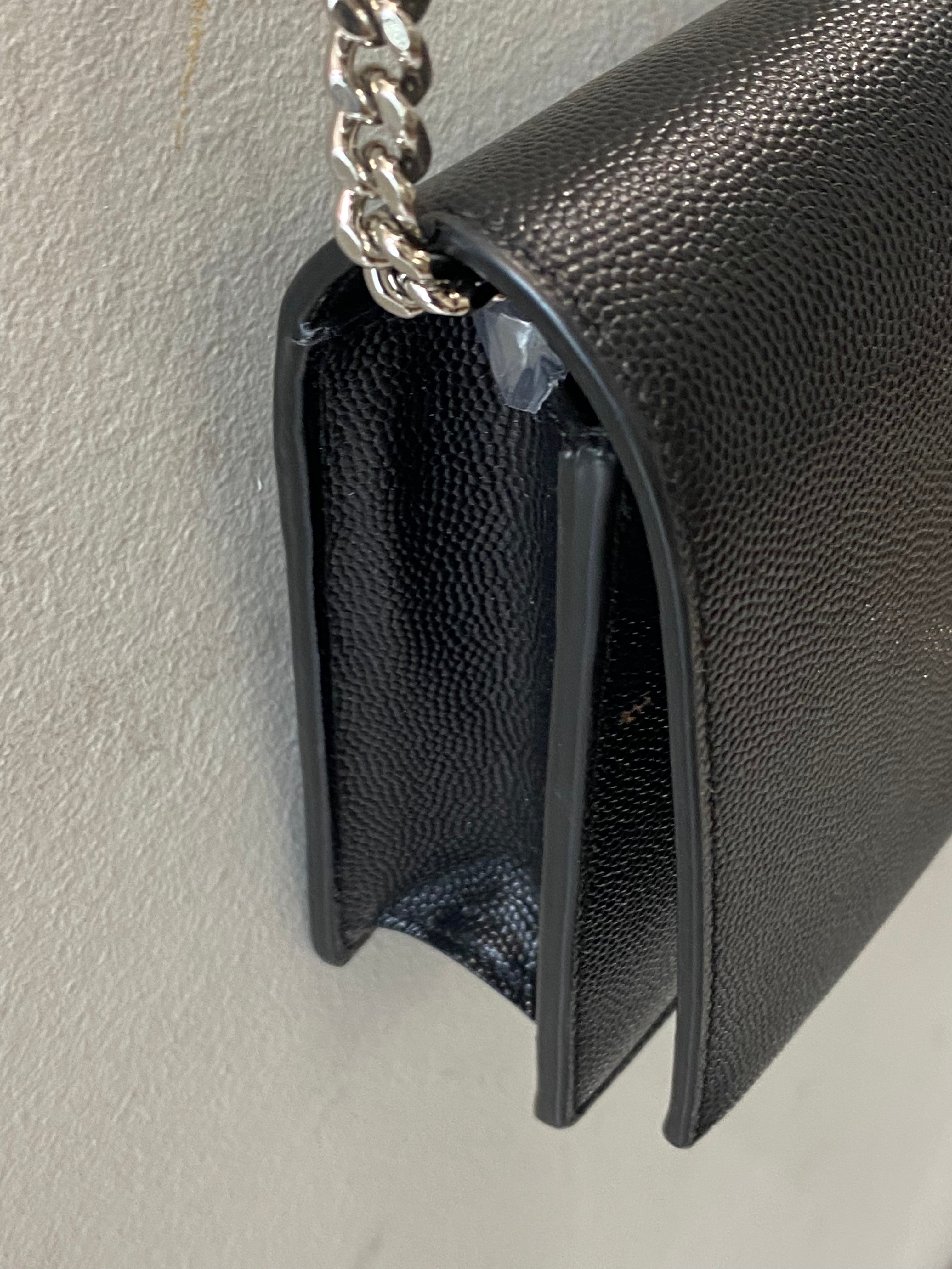 YSL GRAIN DE POUDRE MONOGRAM KATE TASSEL WALLET ON A CHAIN