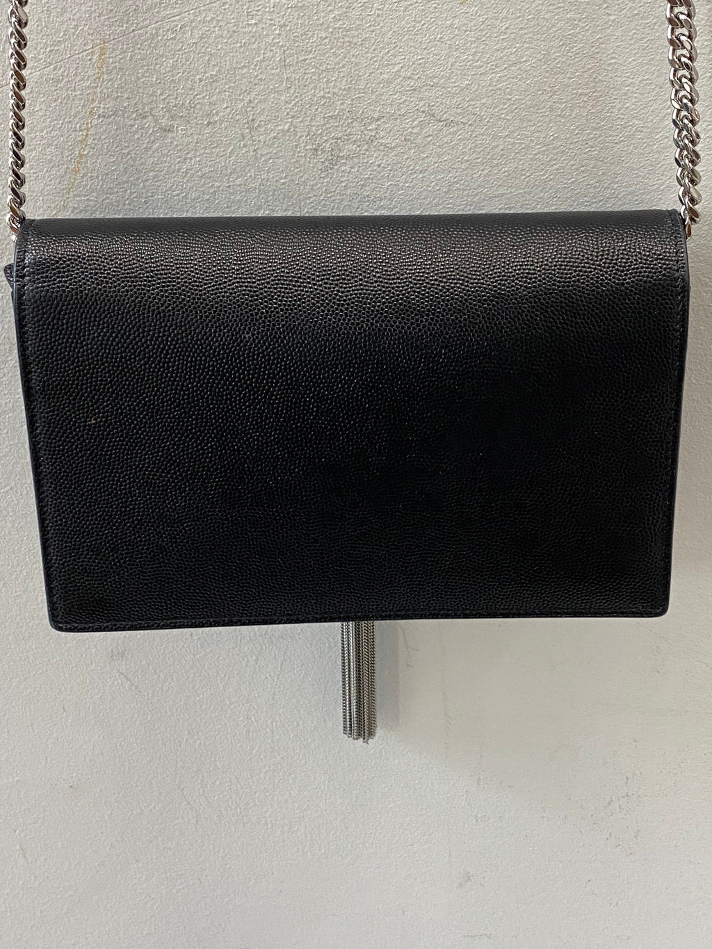 YSL GRAIN DE POUDRE MONOGRAM KATE TASSEL WALLET ON A CHAIN