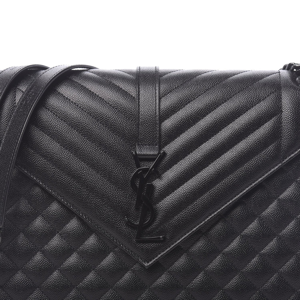 YSL GRAIN DE POUDRE MIXED MATELASSE LARGE TRIQUILT MONOGRAM BAG