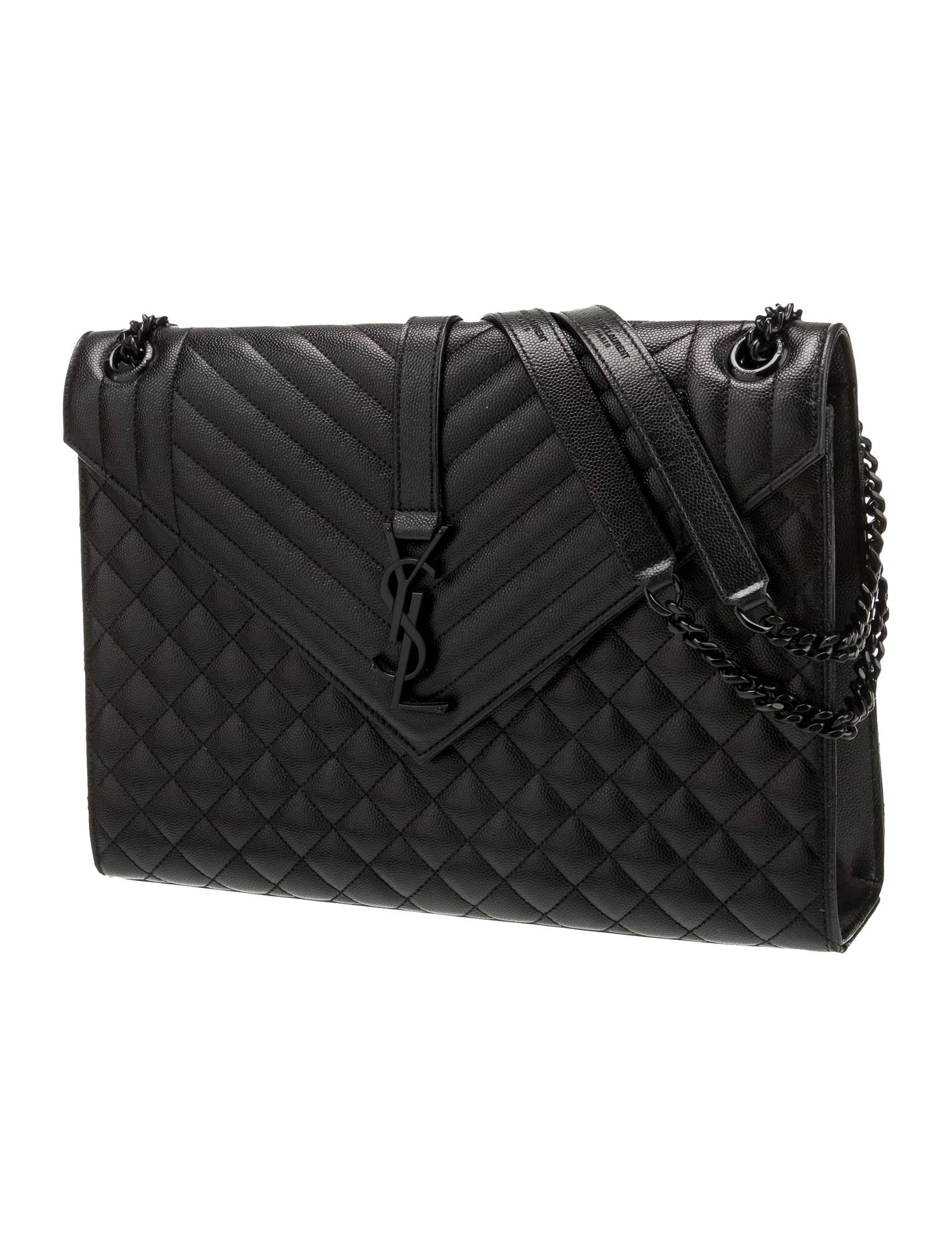 YSL GRAIN DE POUDRE MIXED MATELASSE LARGE TRIQUILT MONOGRAM BAG