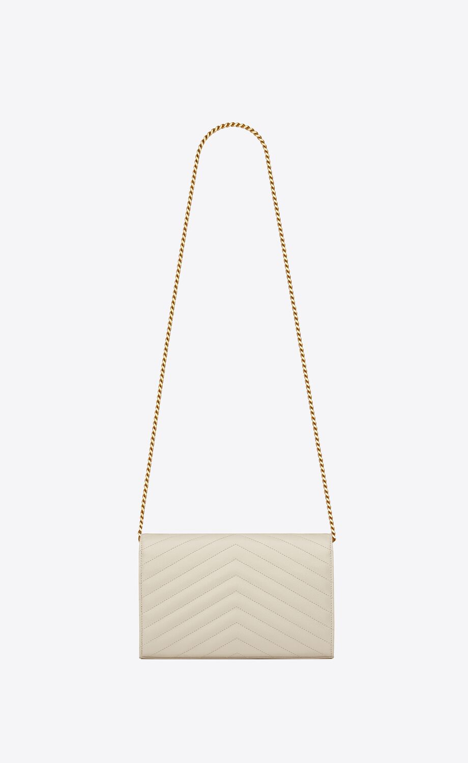 YSL GRAIN DE POUDRE MATELASSE MONOGRAM WALLET ON CHAIN