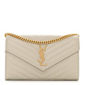 YSL GRAIN DE POUDRE MATELASSE MONOGRAM WALLET ON CHAIN