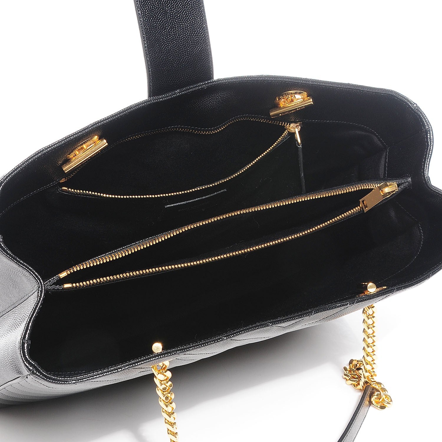YSL GRAIN DE POUDRE MATELASSE CHEVRON MONOGRAM SHOPPING TOTE