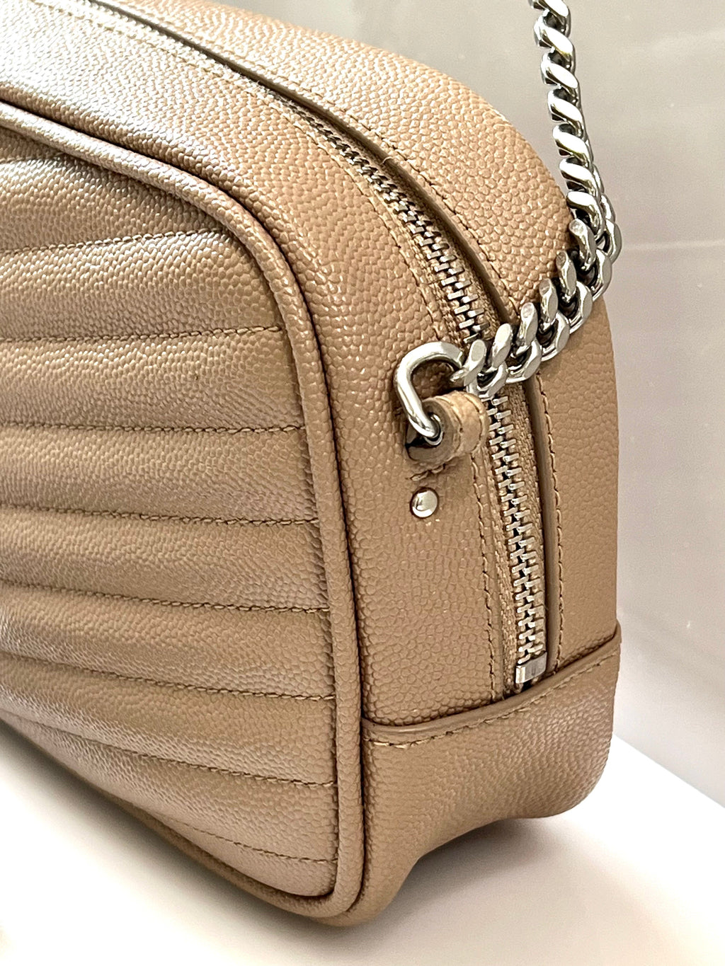 YSL GRAIN DE POUDRE MATELASSE MONOGRAM MINI LOU CAMERA BAG