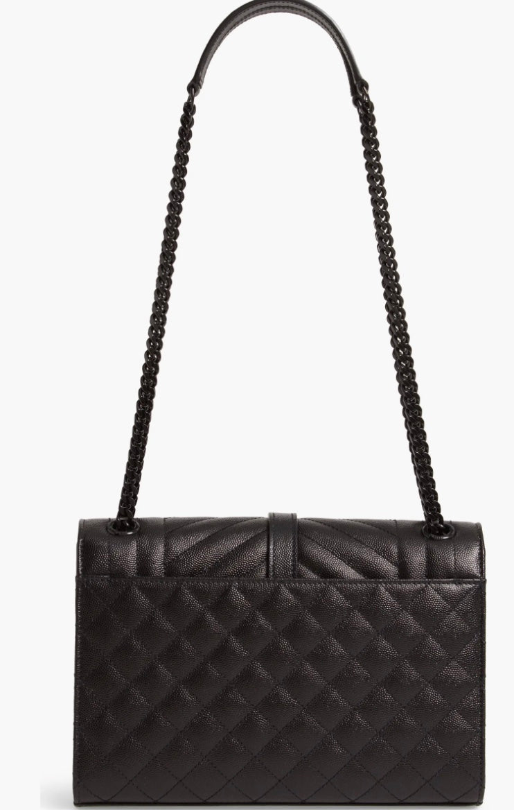 YSL GRAIN DE POUDRE MIXED MATELASSE TRIQUILT MEDIUM ENVELOPE BAG