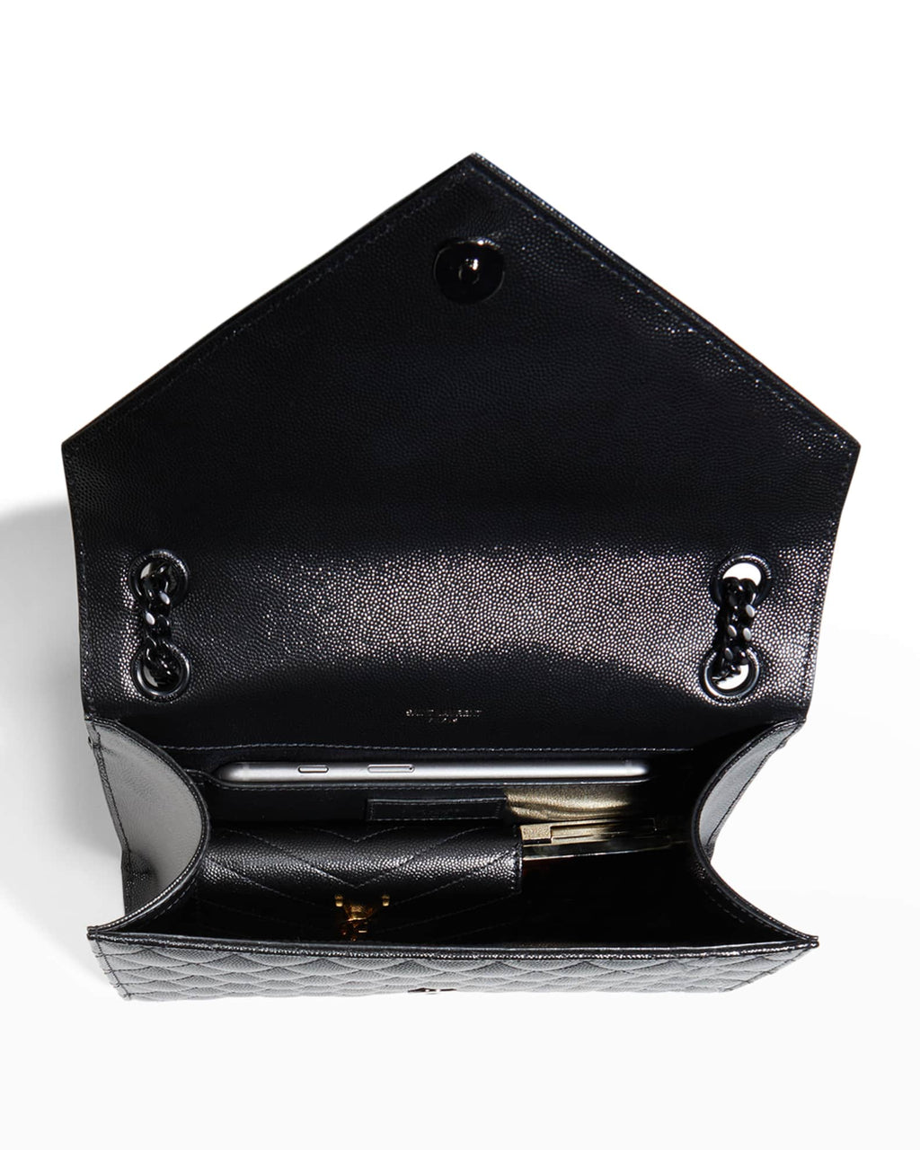 YSL GRAIN DE POUDRE MIXED MATELASSE TRIQUILT MEDIUM ENVELOPE BAG