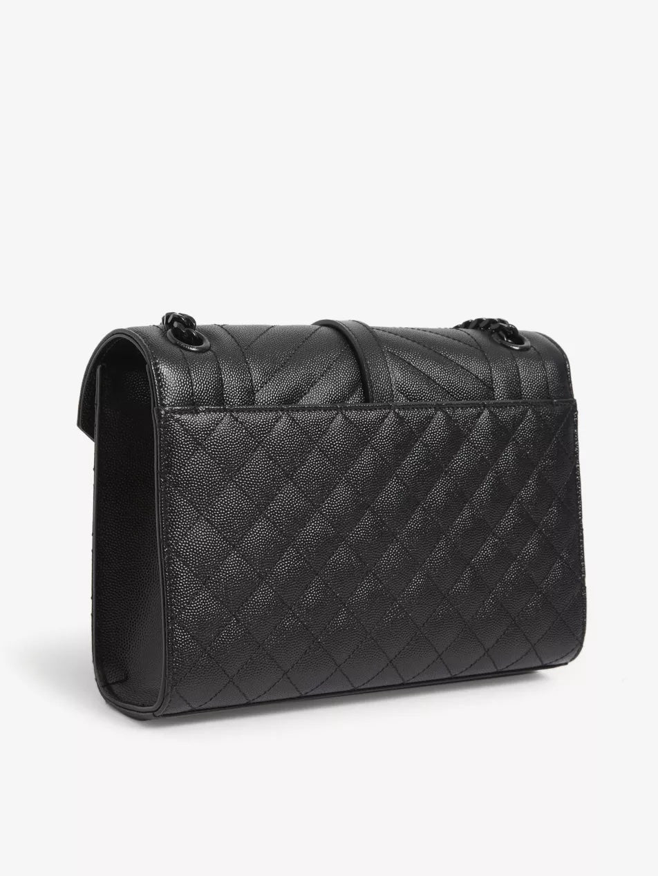 YSL GRAIN DE POUDRE MIXED MATELASSE TRIQUILT MEDIUM ENVELOPE BAG