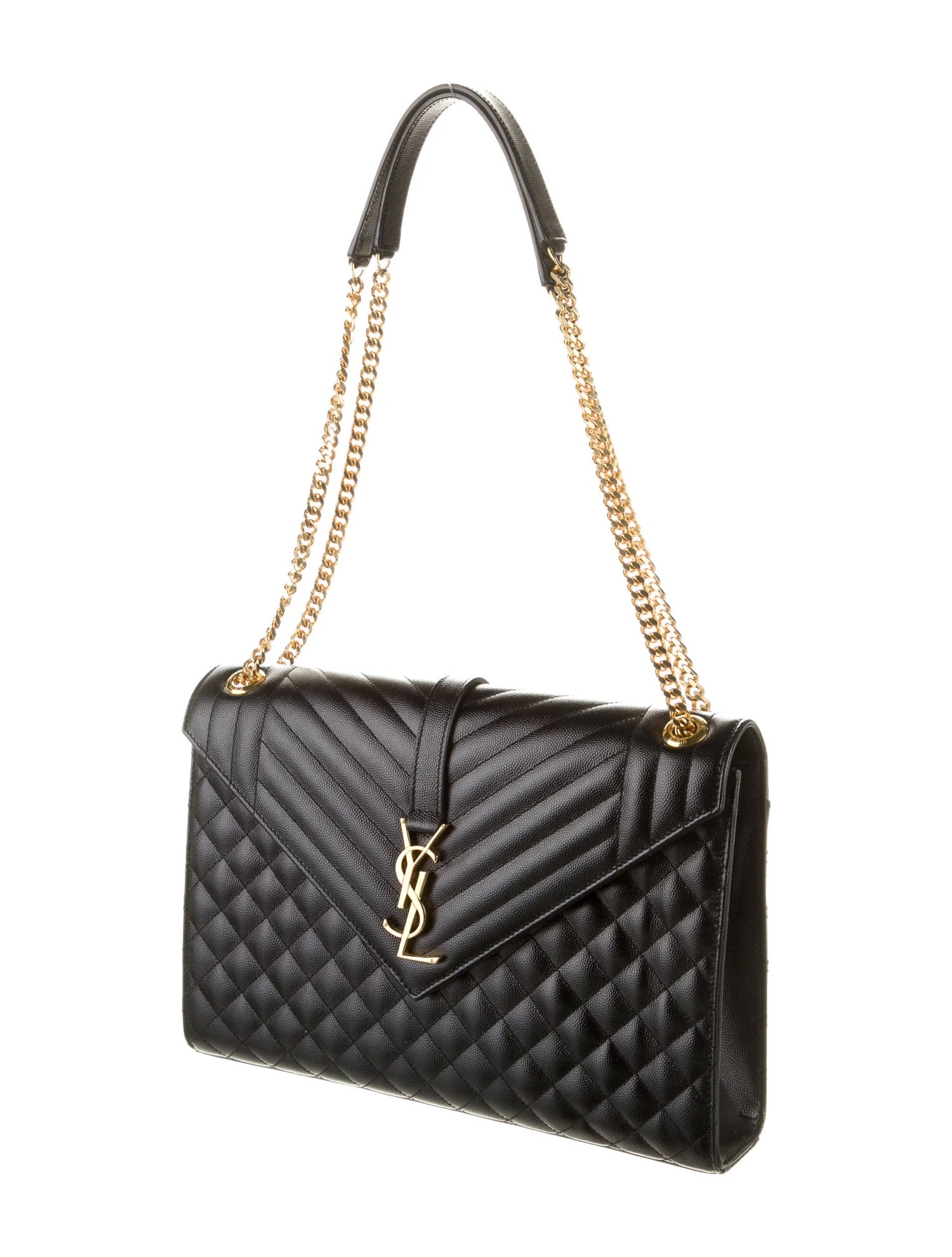 YSL GRAIN DE POUDRE MIXED MATELASSE LARGE TRIQUILT MONOGRAM BAG